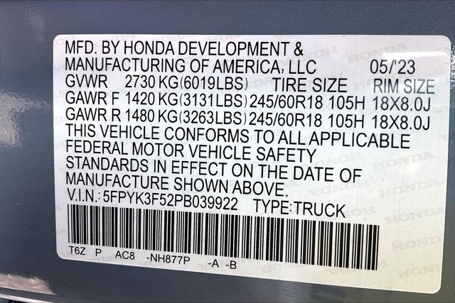 2023 Honda Ridgeline RTL