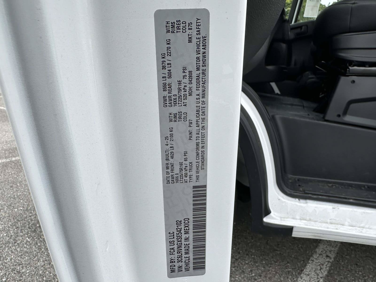 2025 RAM Ram ProMaster RAM PROMASTER 1500 TRADESMAN CARGO VAN LOW ROOF 118' WB