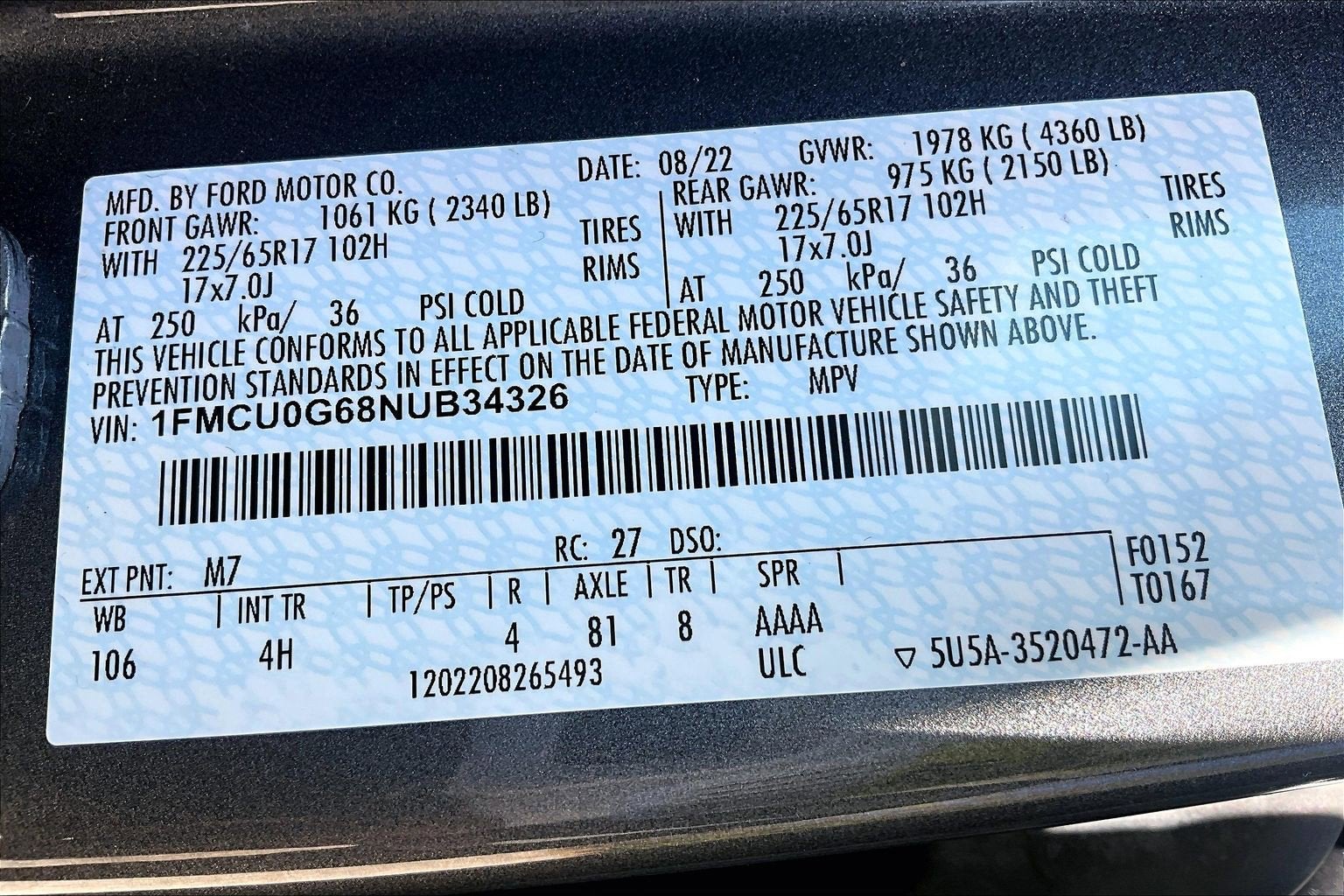 2022 Ford Escape SE CONVENIENCE PACKAGE