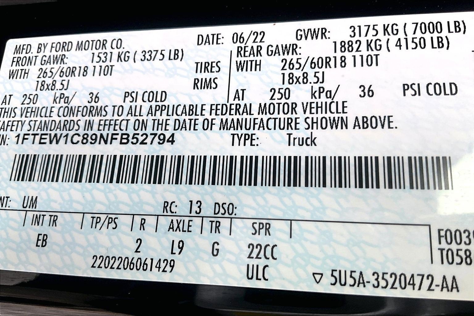 2022 Ford F-150 LARIAT 3.5 MAX TOW 6.5 FOOT BED