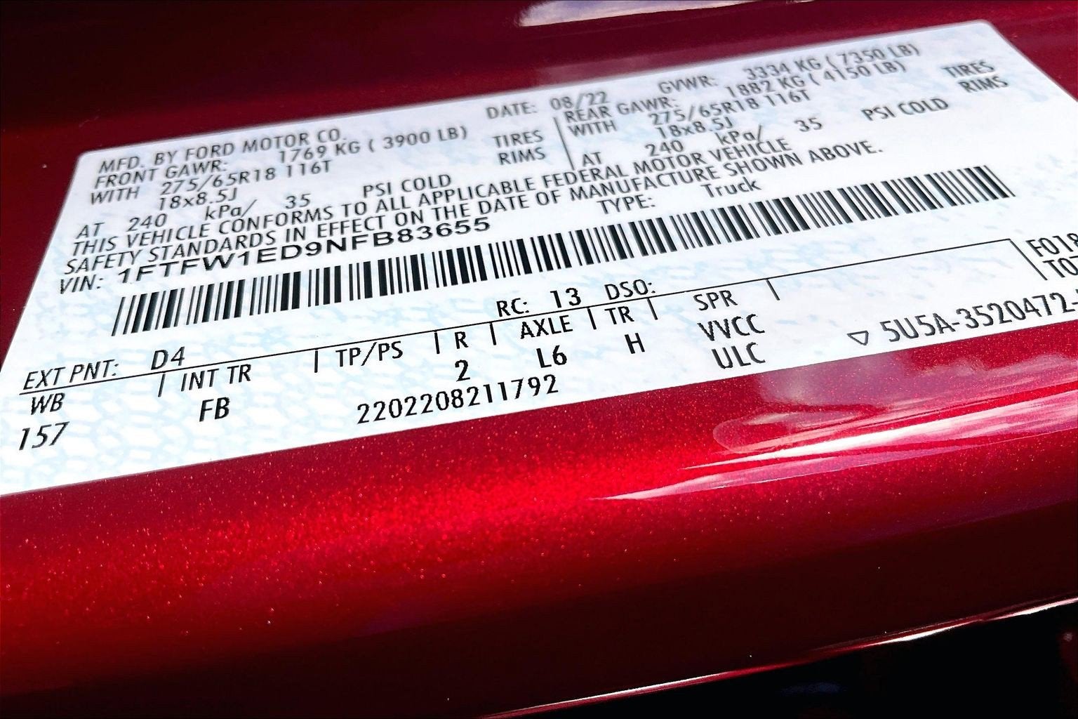 2022 Ford F-150 XLT SPORT 6 1/2 FOOT BED 3.5 ECO